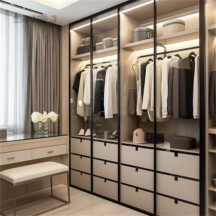 Wooden Industrial Open Wardrobe With Drawers